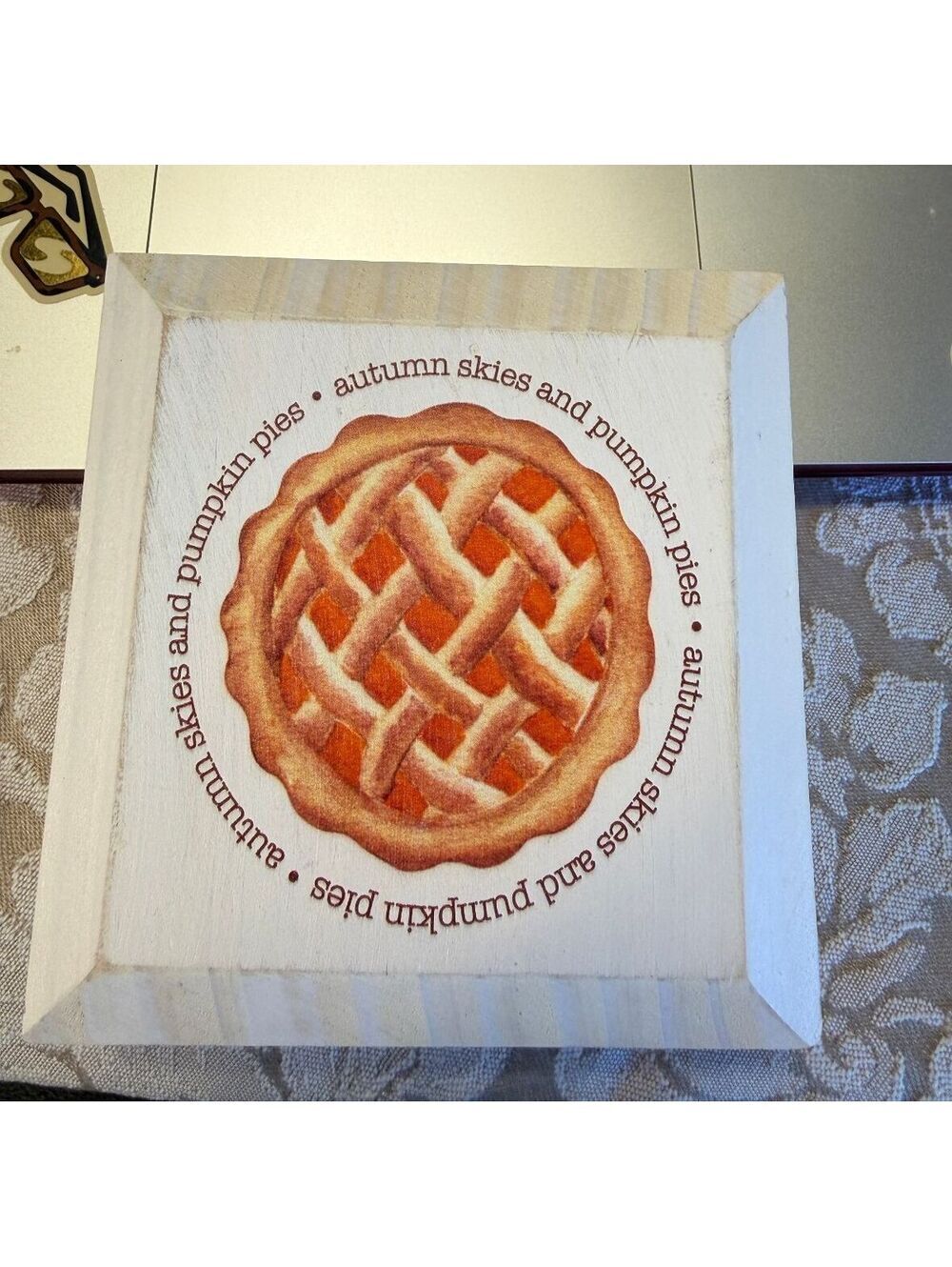 WALL DECOR New View Autumn Skies and Pumpkin Pies Decor Wooden Plaque